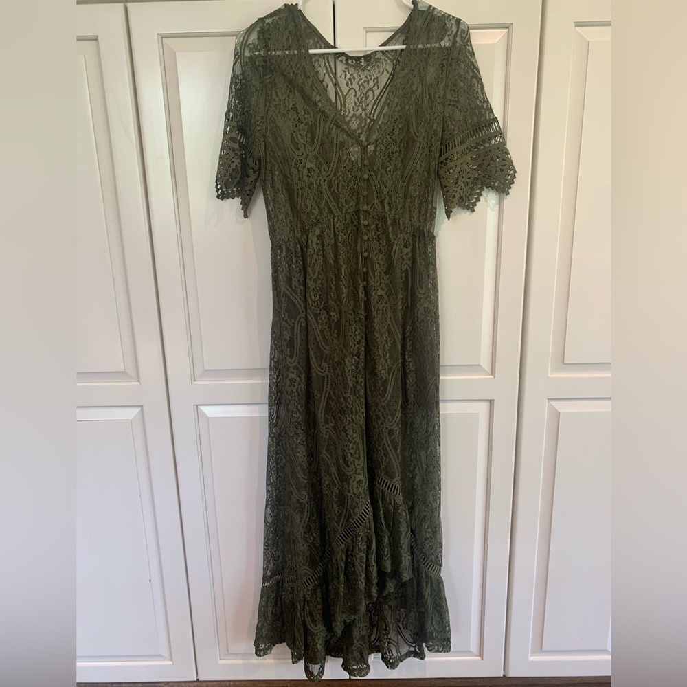 Green lace dress